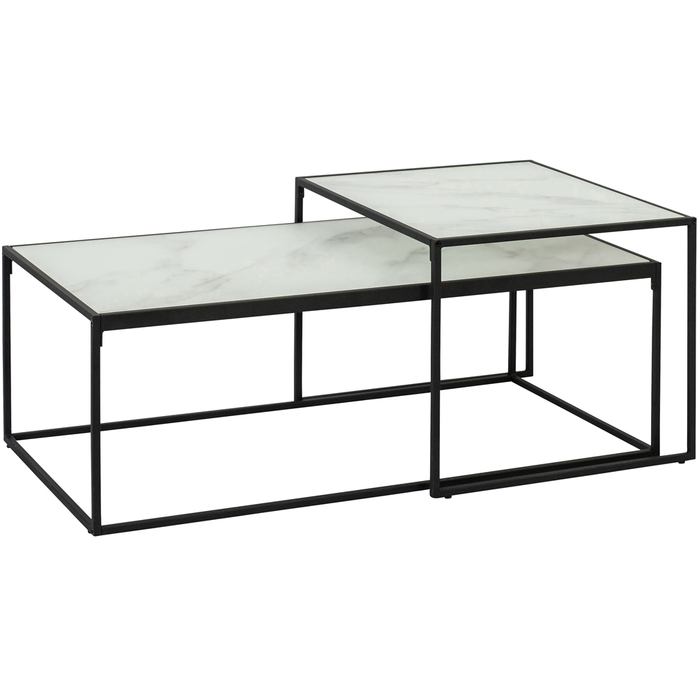 Florence Bolton White Marble Torino Glass and Black Coffee Table Set Image 2