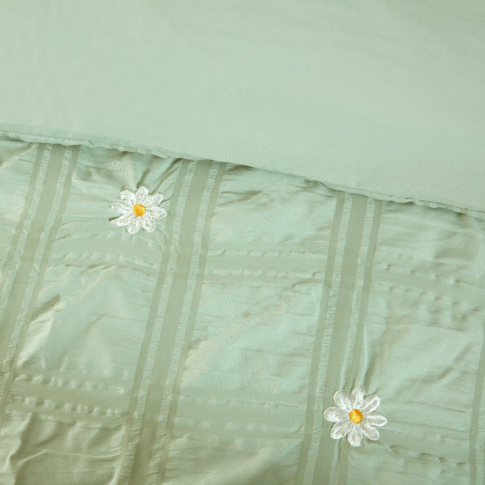 Darcey Embroidered Duvet Set Sage Green Superking Image 4