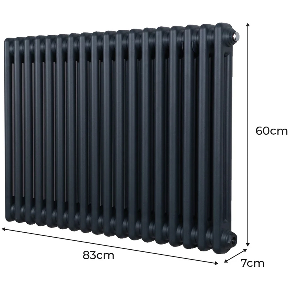 Monster Shop 3499 BTU Anthracite Grey Traditional 2 Column Radiator 600 x 832mm Image 6