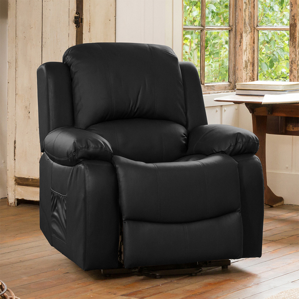 Glendale Single Seater Black Bonded Leather Manual Recliner Sofa Image 4