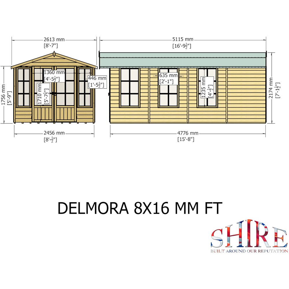 Shire Delmora 8 x 16ft Double Door Traditional Summerhouse Image 7