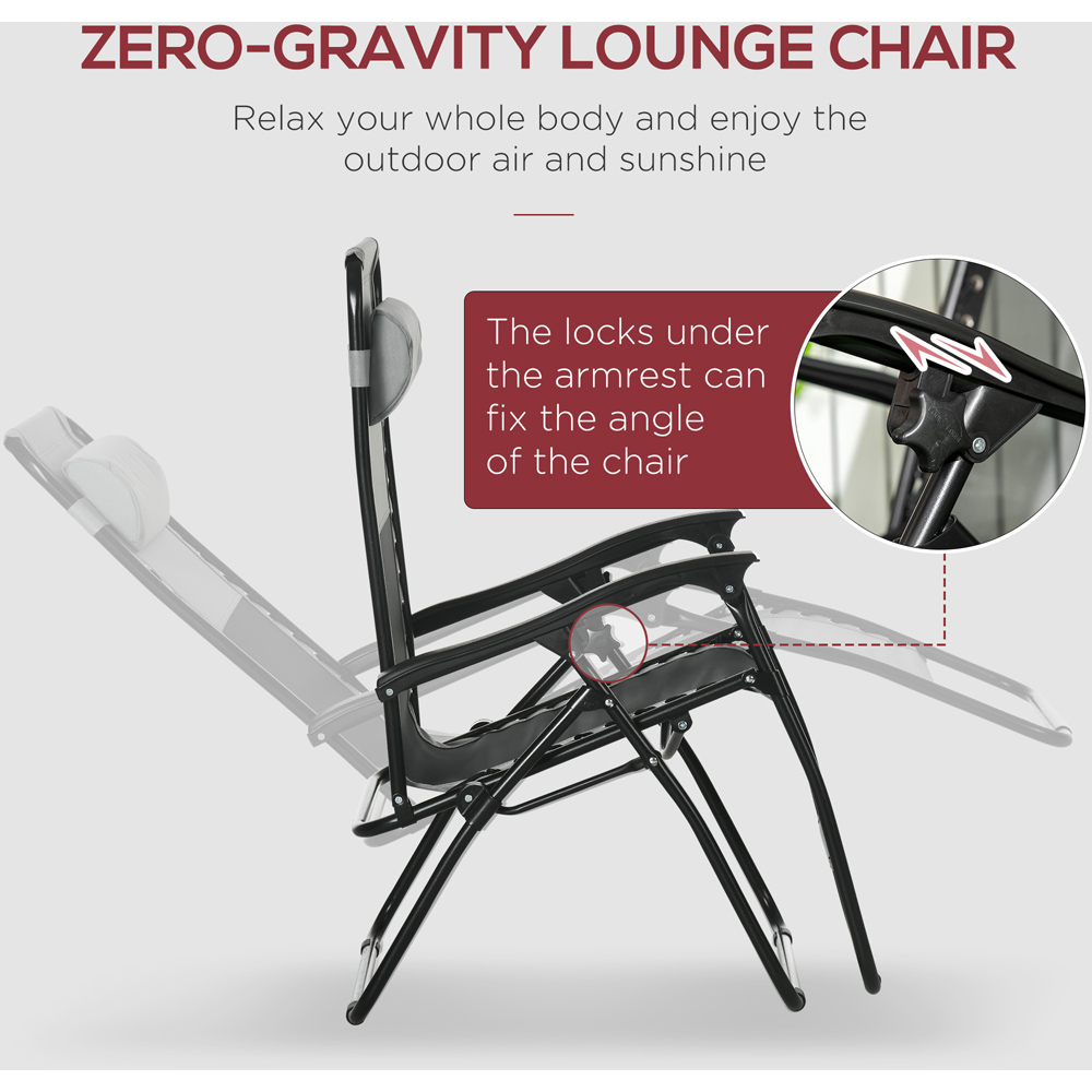 Outsunny Set of 2 Grey Zero Gravity Foldable Garden Recliner Chair Image 4
