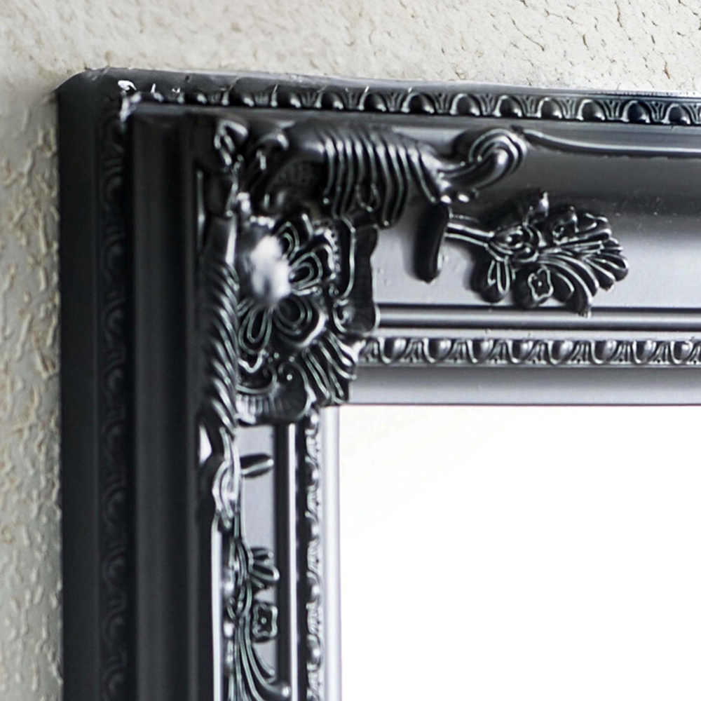 Julian Bowen Palais Black Baroque-Inspired Wooden Lean To Dressing Mirror 170 x 70cm Image 5