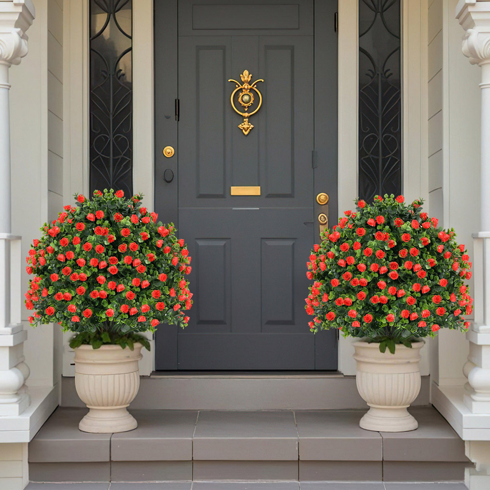 Costway Artificial Rose Topiary Ball Tree 2 Pack Image 2