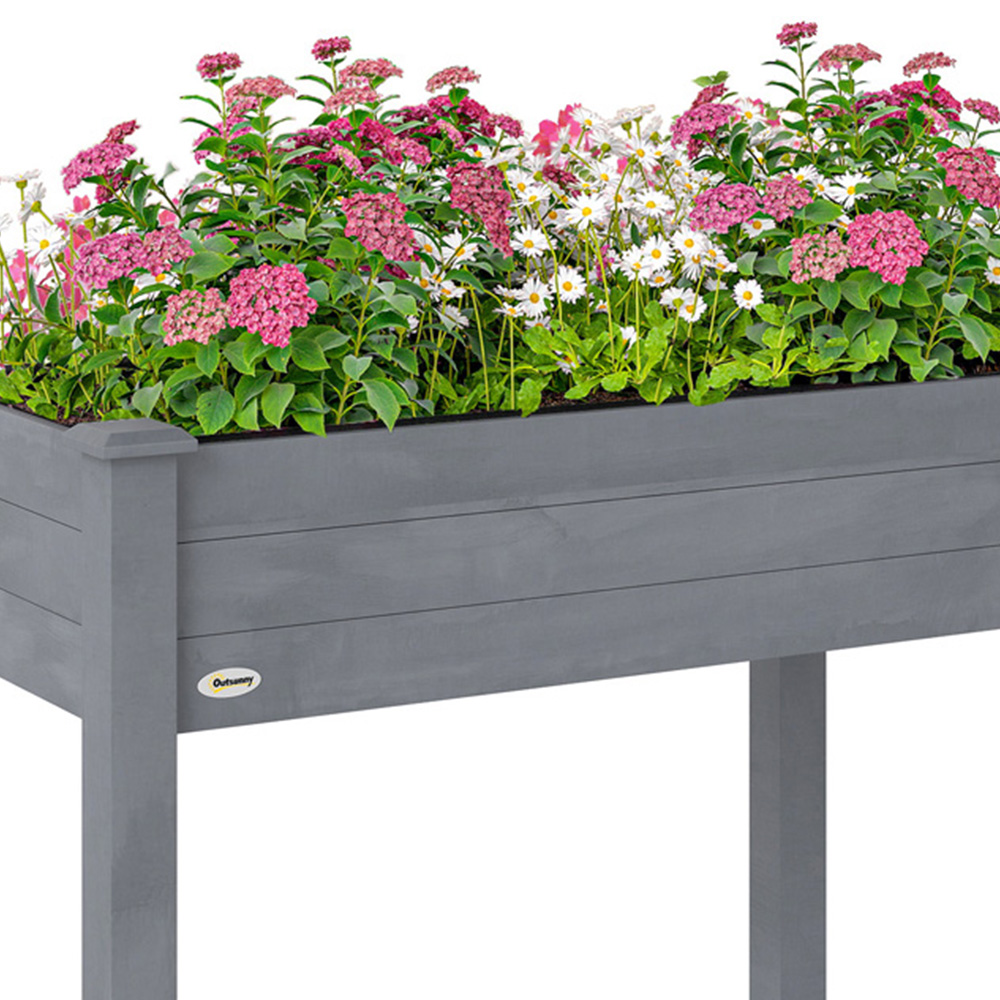 Outsunny Dark Grey Garden Wooden Flower Raised Bed Image 2