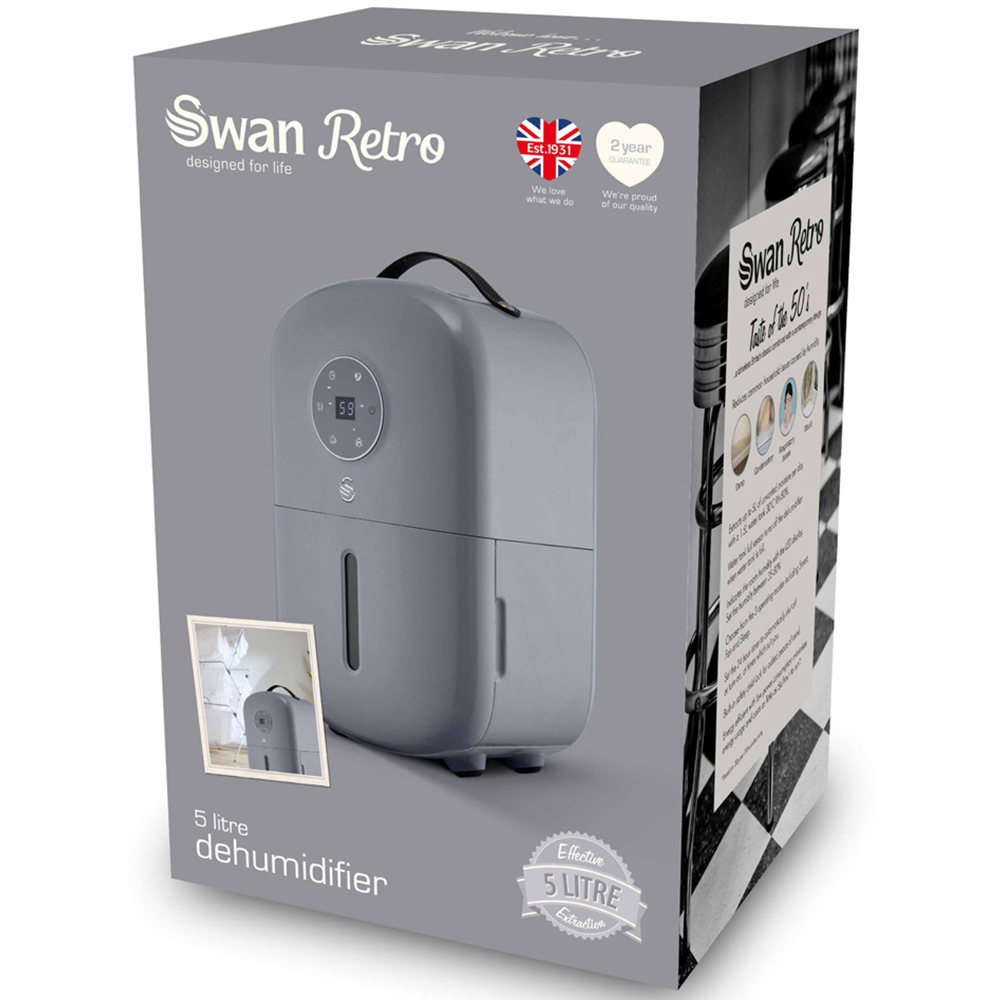 Swan Retro 5L Dehumidifier with 24 Hour Timer and 1.5 Water Tank Image 2