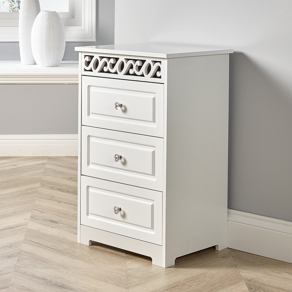 Home Source Whitehaven 3 Drawer White Chest Storage Unit Image 7