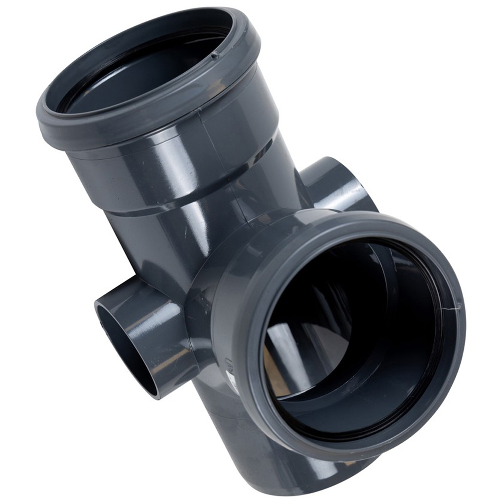 FloPlast Ring Seal Soil 92.5 Degree Branch Anthracite Grey 110mm Image 4