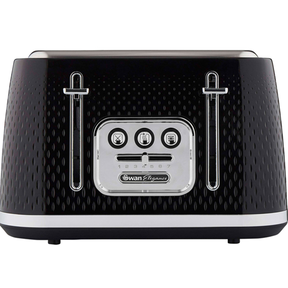 Swan Elegance EEJB274 Black Textured 4 Slice Toaster and 1.7L Kettle Set Image 3