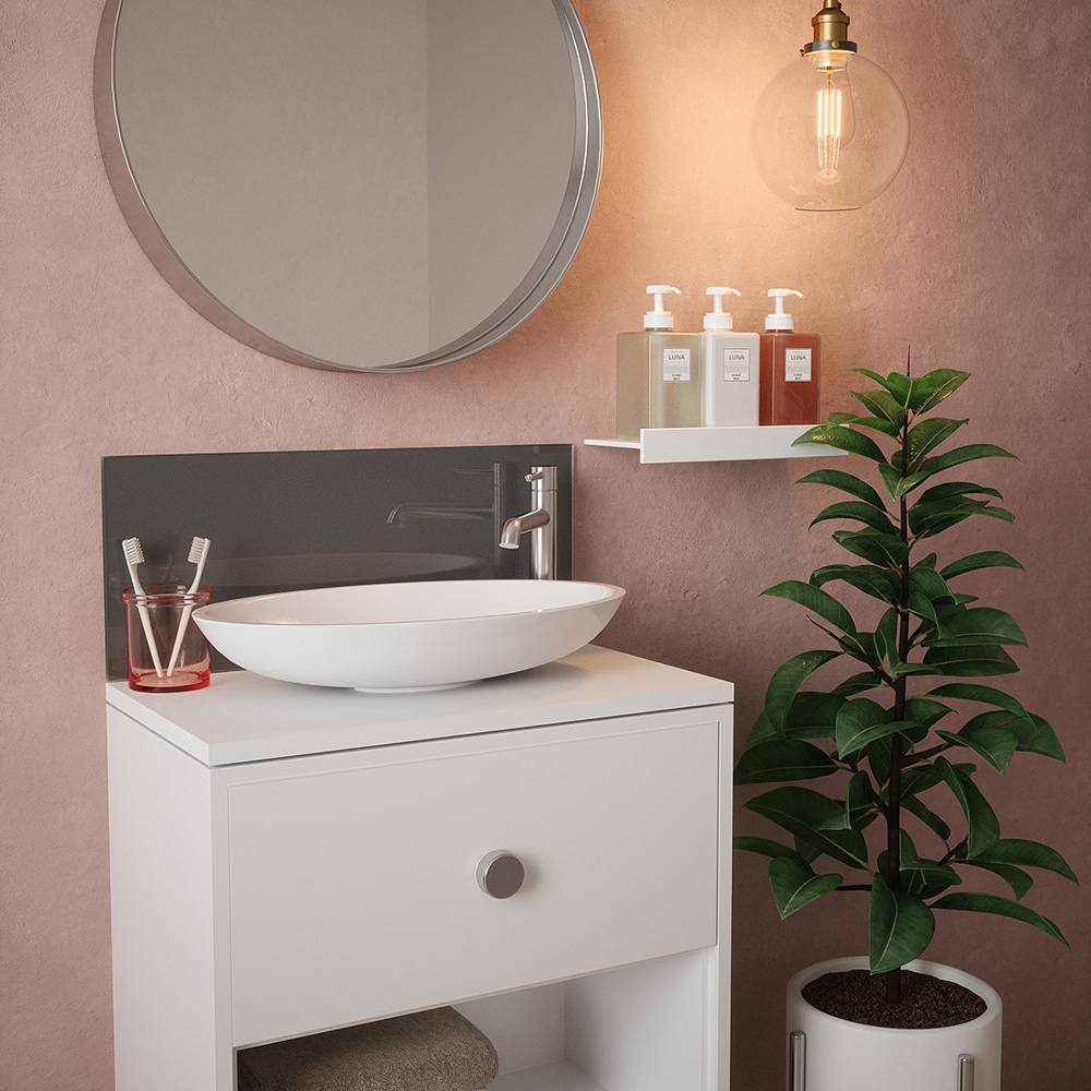 Splashback Charcoal Grey Toughened Glass Self Adhesive Bathroom Splashback 250 x 500mm Image 4