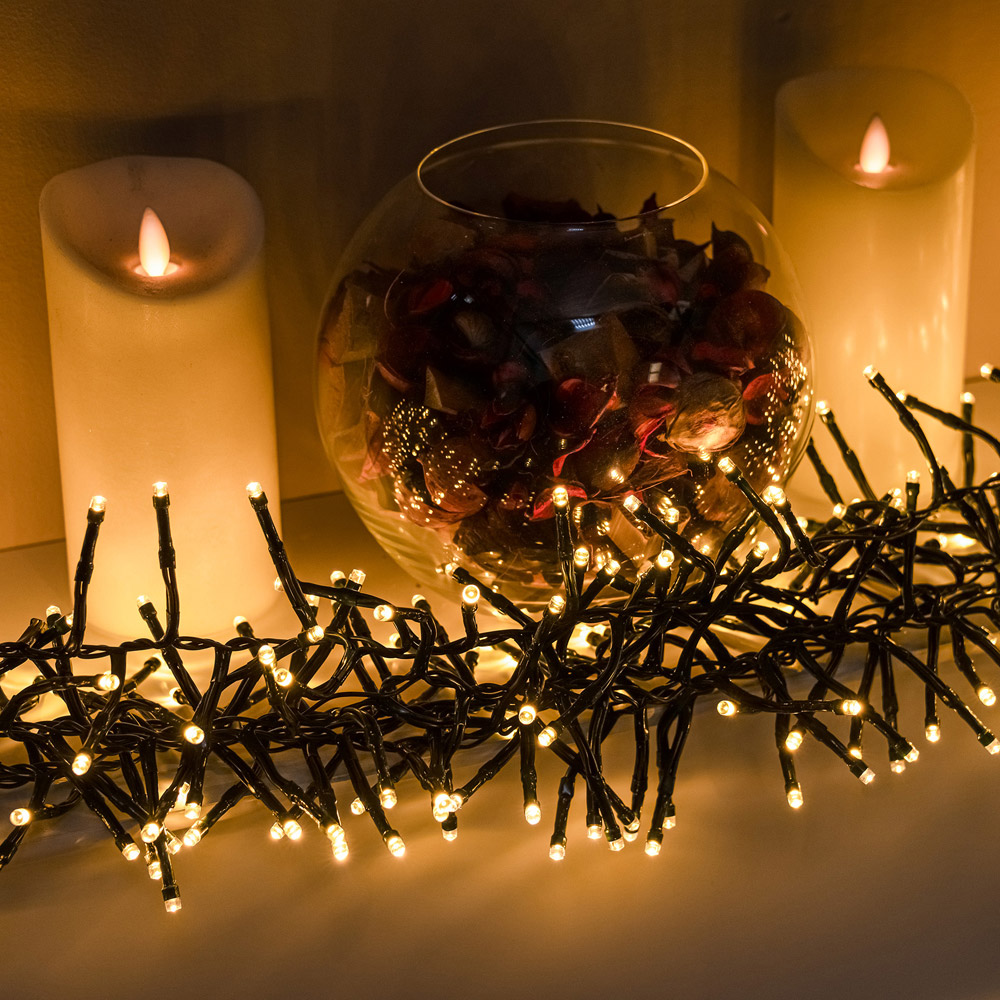 The Christmas Centre 960 Warm White LED Multifunction Green Cable Cluster Light 14.4m Image 2