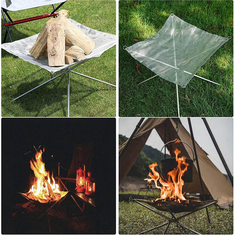 Shatchi Foldable Outdoor Camping Fire Pit with Carry Bag Image 4