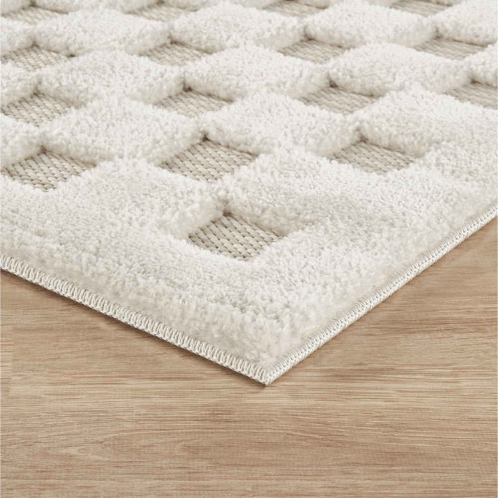 Freya Living Room Area Rug Contemporary 3D Embossed Modern Cubed Design - Cream 120cm x 170cm Image 5