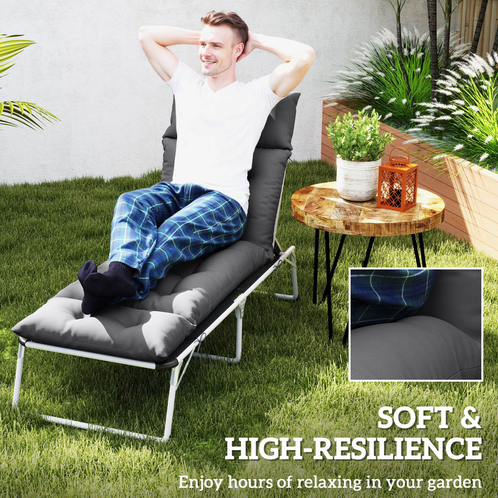 Outsunny Dark Grey Sun Lounger Cushion 190 x 56cm Image 5