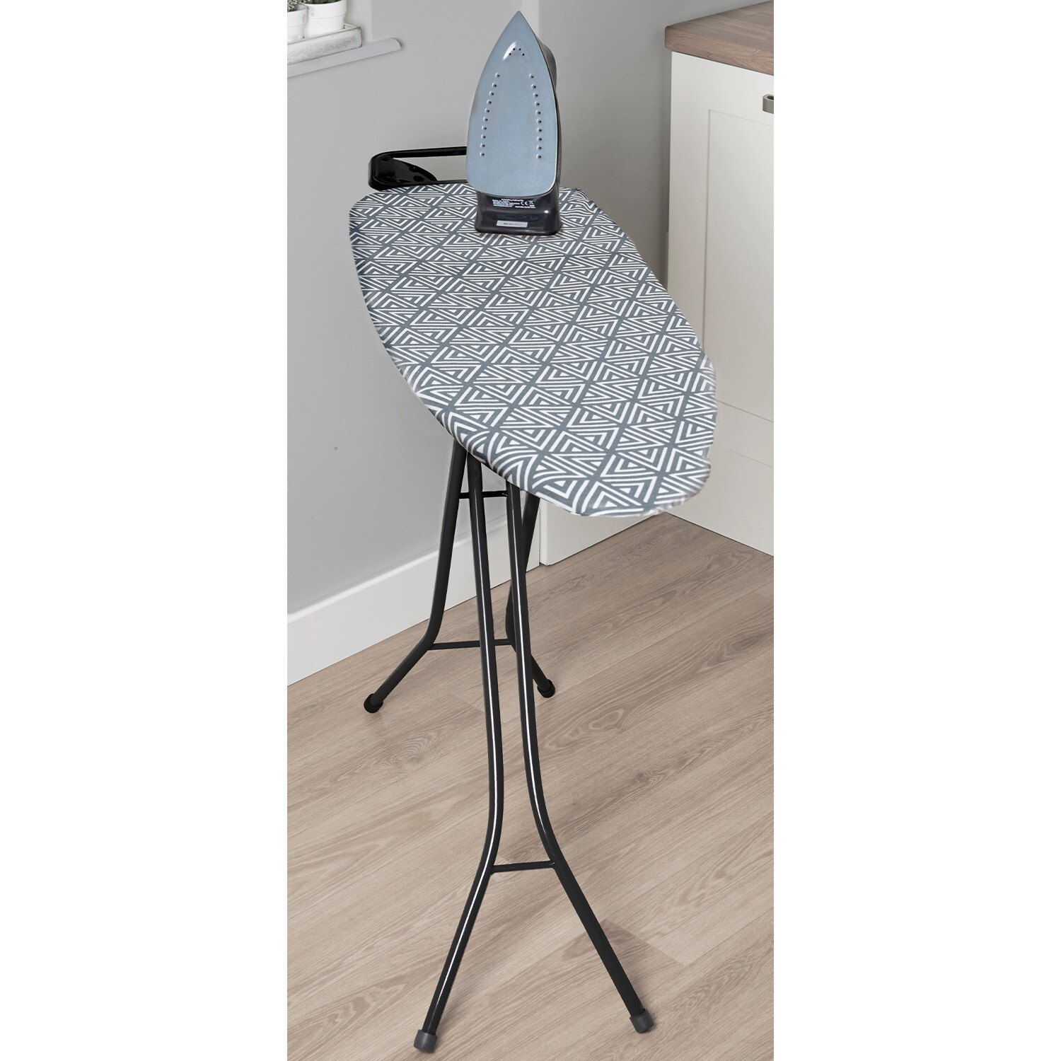 Grey Geo Triangles Ironing Board Image 2