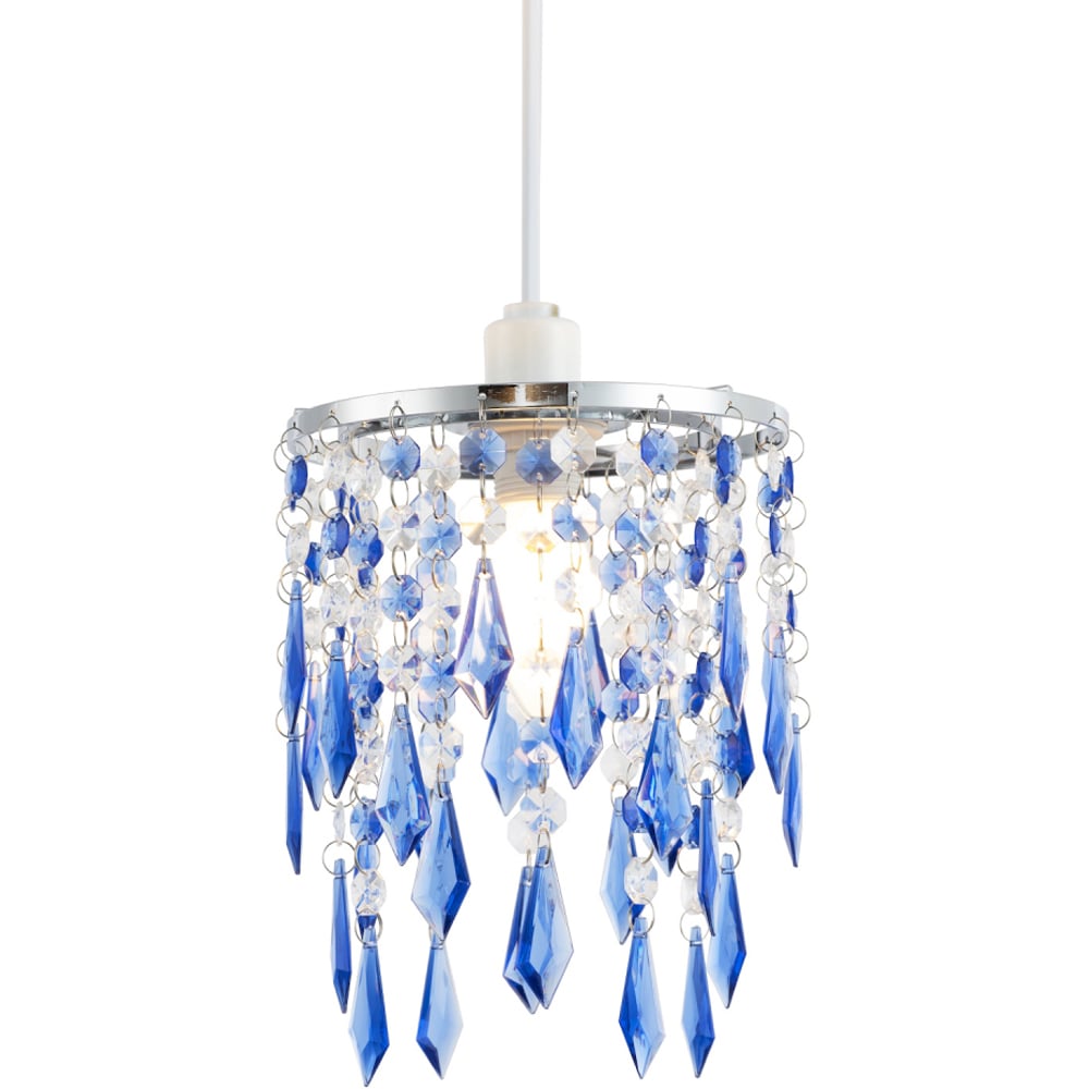 Happy Homewares Waterfall Design Clear and Blue Acrylic Drops and Beads Pendant Shade Image 3