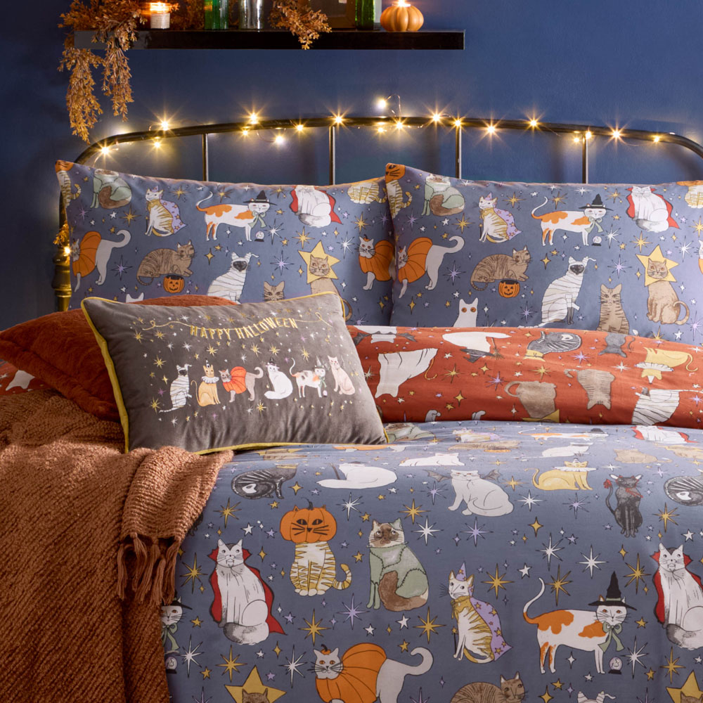 Furn King Size Halloween Pawty Printed Reversible Duvet Set Image 4