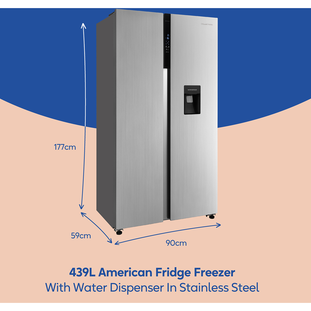 Russell Hobbs RH90AFF201SS-WD Inox 70/30 Split Frost Free 439L Fridge Freezer with Water Dispenser Image 6