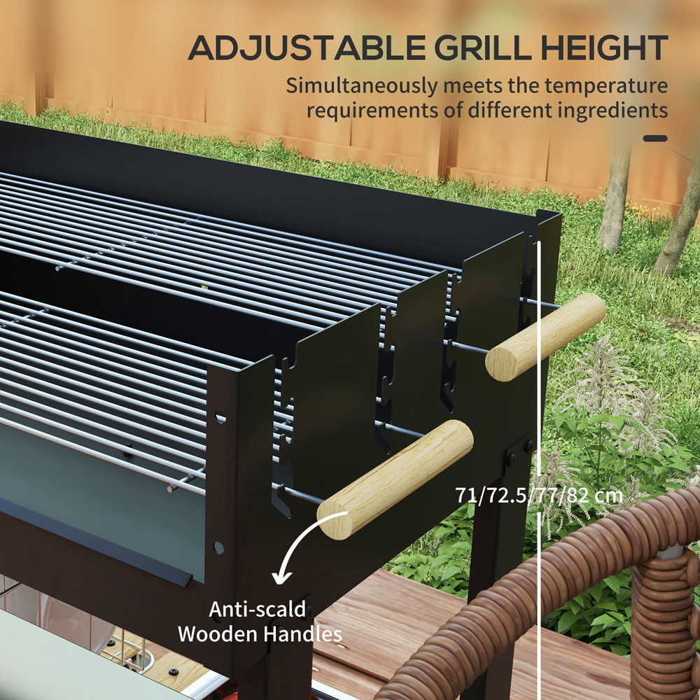 Outsunny Charcoal Barbecue Grill with Side Table and Storage Shelf Image 5