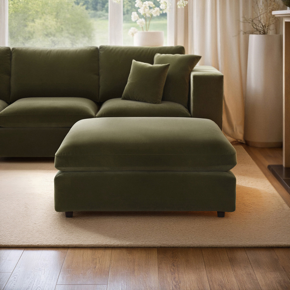 SOLACE+CO Asher Khaki Green Footstool Image 6