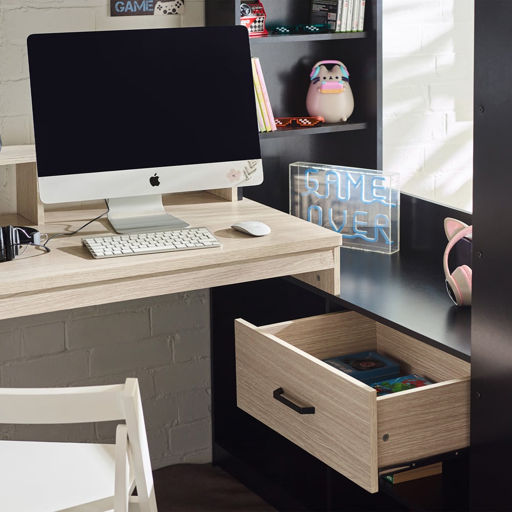 Julian Bowen Blaze Black and Pale Wood Gaming Bunk Bed with Storage Image 7