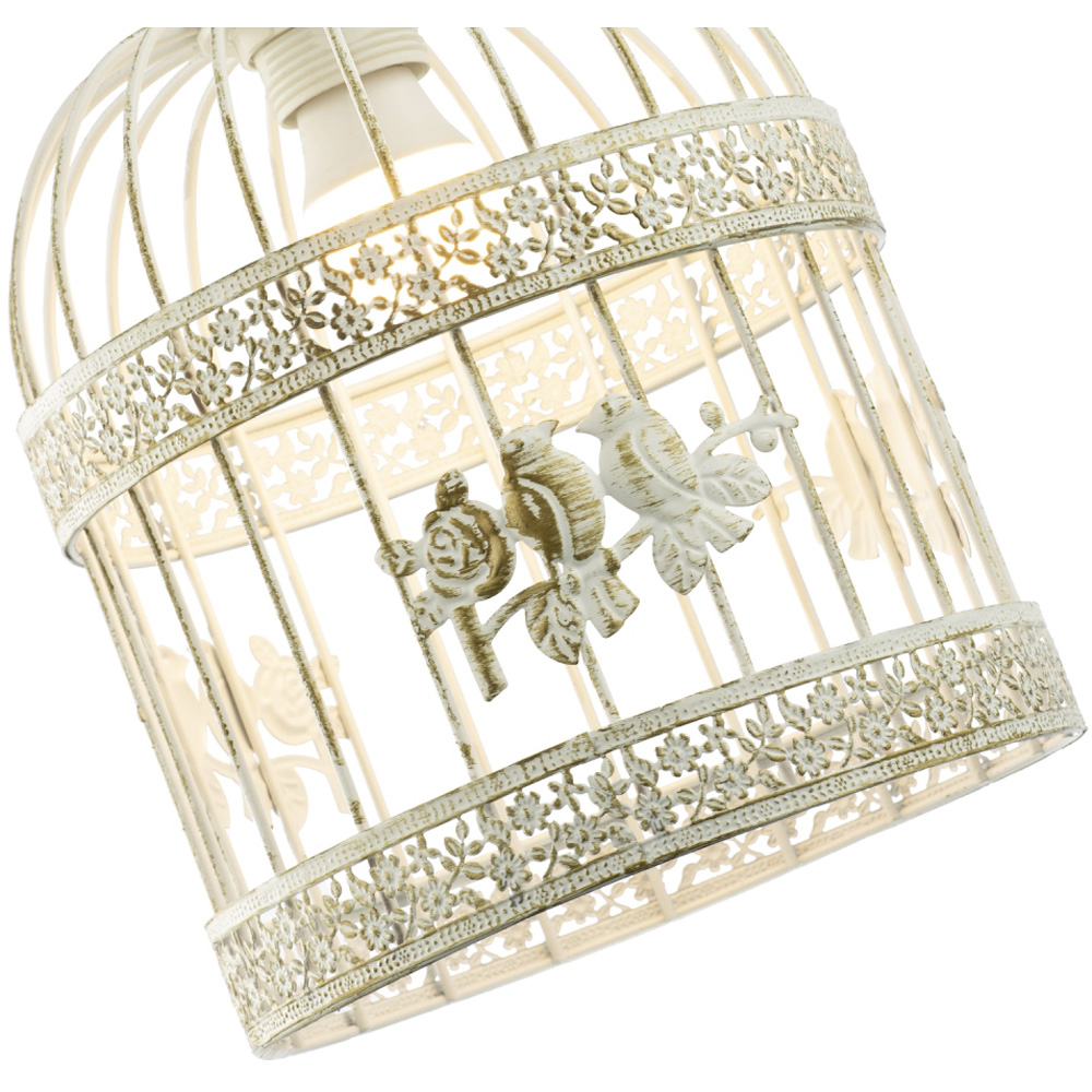 Happy Homewares Brushed Cream and Gold Birdcage 3D Flowers and Birds Shabby Chic Pendant Shade Image 6