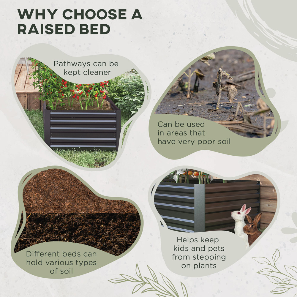 Outsunny Dark Grey Galvanised Steel Outdoor Raised Garden Bed with Reinforced Rods Image 6