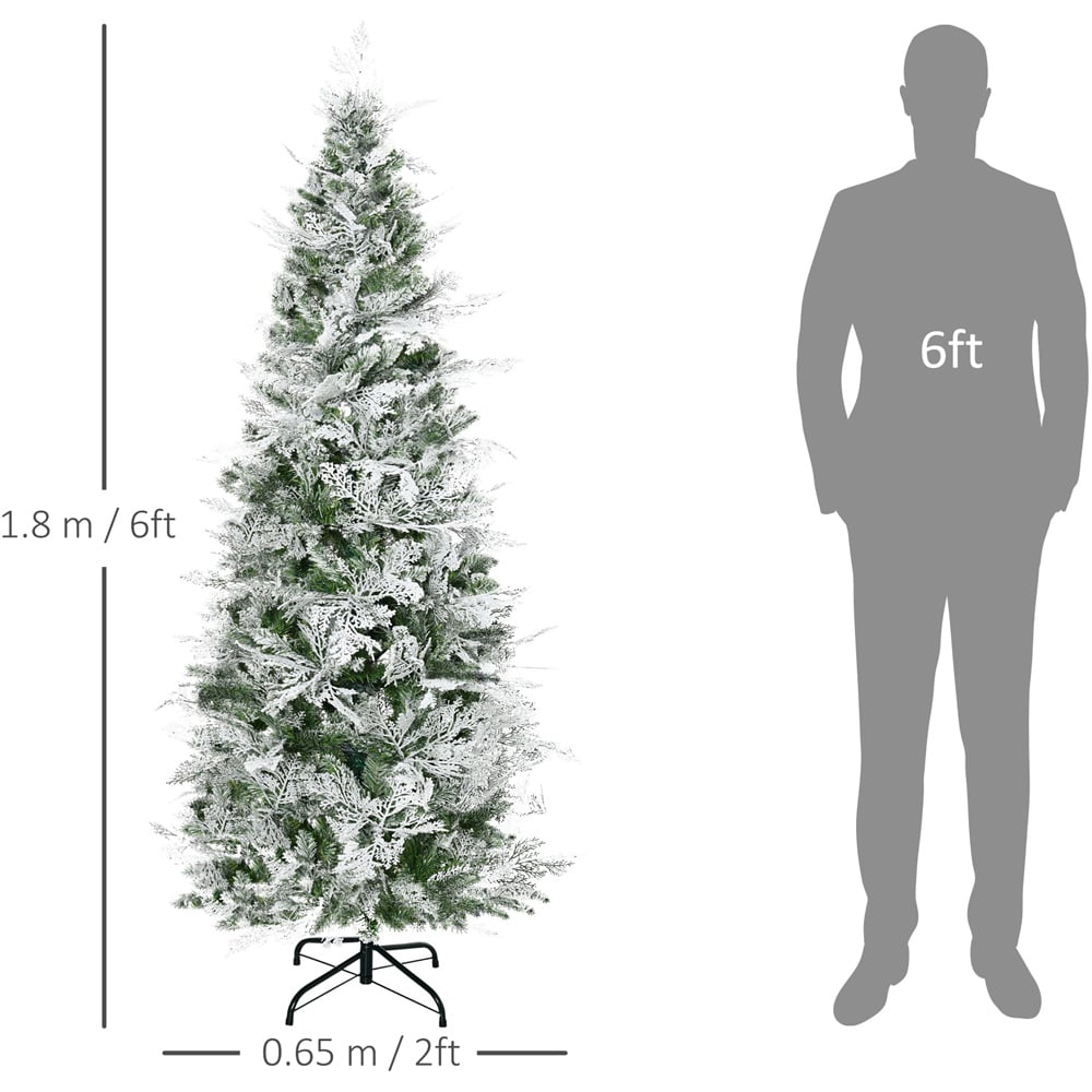 Everglow Green Pencil Snow Flocked Artificial Christmas Tree 6ft Image 8
