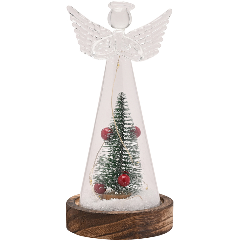 The Seasonal Gift Co. Foliage and Berries Glass Battery Operated Angels Decoration Image 2