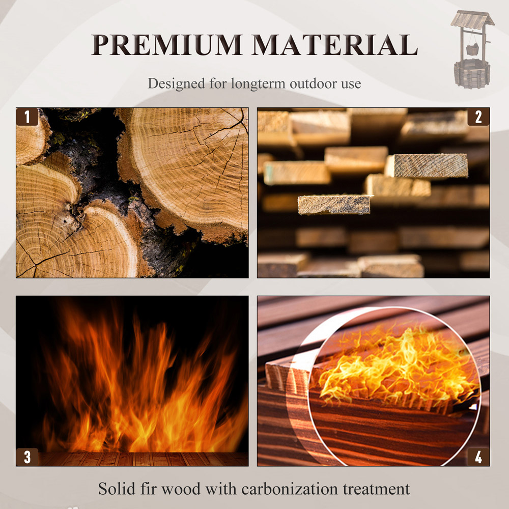 Outsunny Brown Wishing Well Planter 30.5cm Image 8