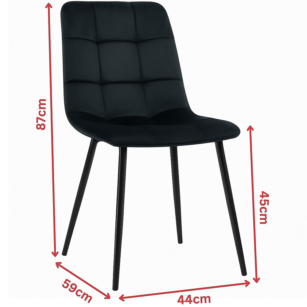 Portland 4 Seater Velvet Tufted Glass Tabletop Round Dining Set Black Image 5