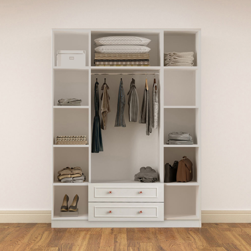Evu GISELLE 4 Doors 2 Drawers White Wardrobe Image 4