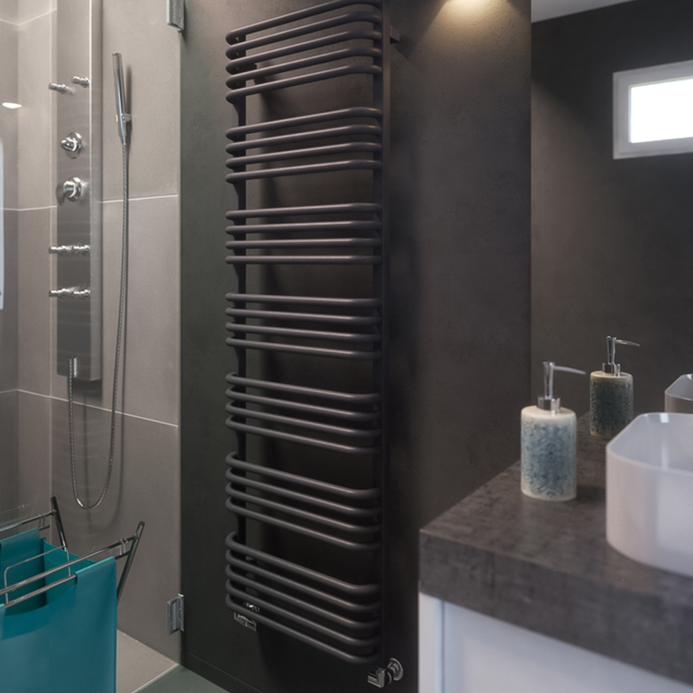 Terma Alex Modern Grey Heated Towel Rail 1580 x 500mm Image 4