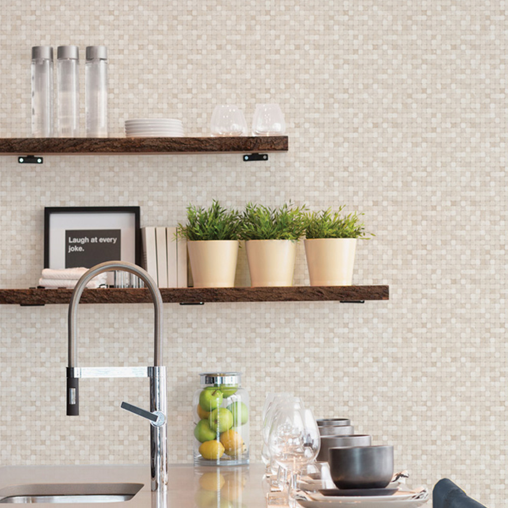 Galerie Natural FX Ceramic Tiles Tinted Pearl and Taupe Wallpaper Image 2