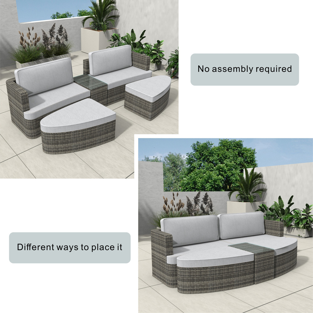 Direct Wicker Grey 2 Seater Rattan Garden Daybed with Coffee Table Image 4