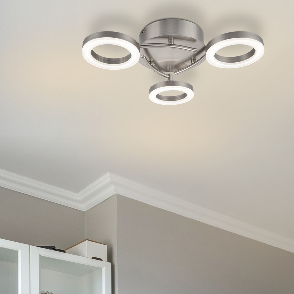 Cosylyte Juni 3 Ring Matt Nickel LED Flush Ceiling Light Image 2
