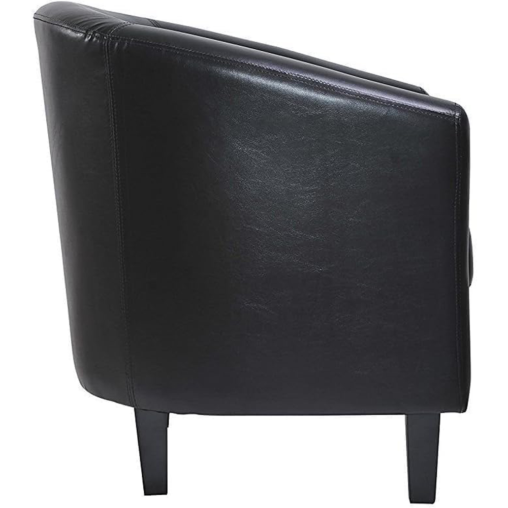 wilko Black Faux Leather Tub Arm Chair Image 4
