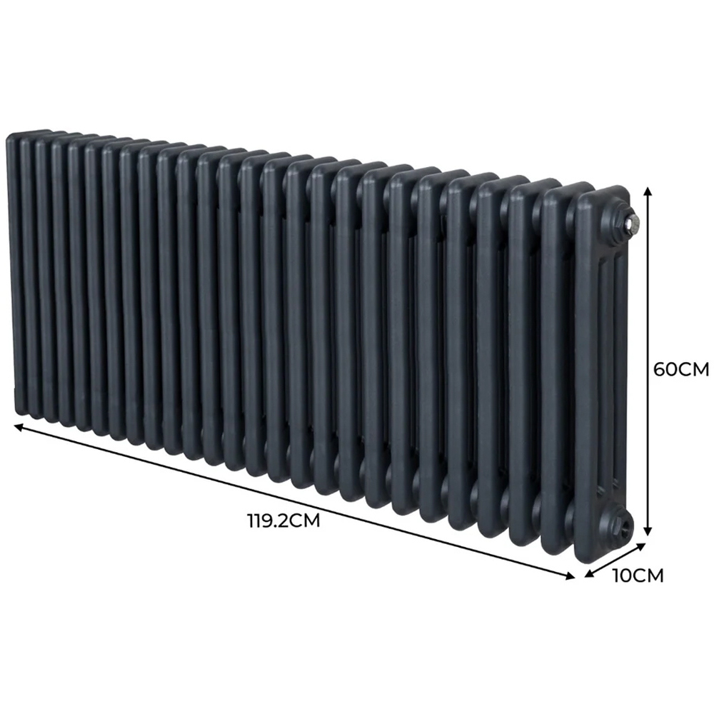 Monster Shop 6255 BTU Anthracite Grey Traditional 3 Column Radiator 600 x 1192mm Image 6