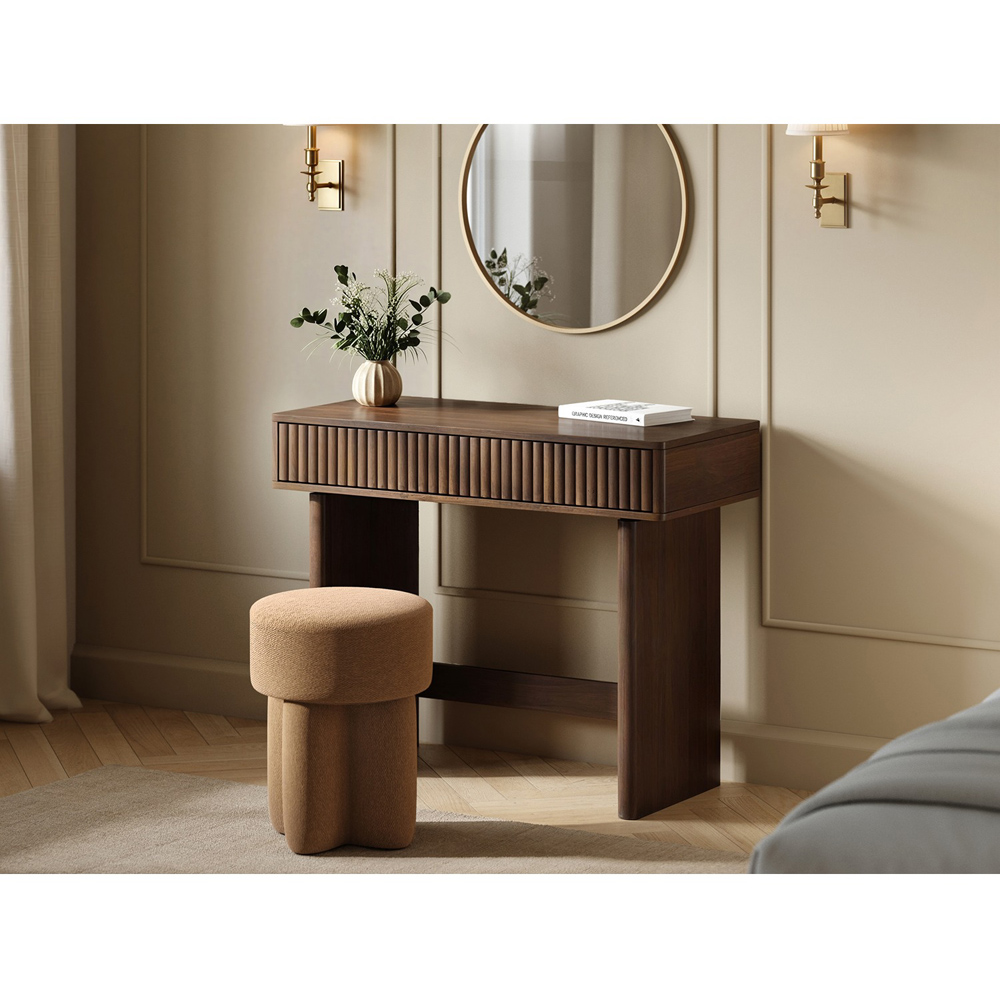 SOLACE+CO Velmor Walnut 2 Drawer Ribbed Dressing Table Image 5
