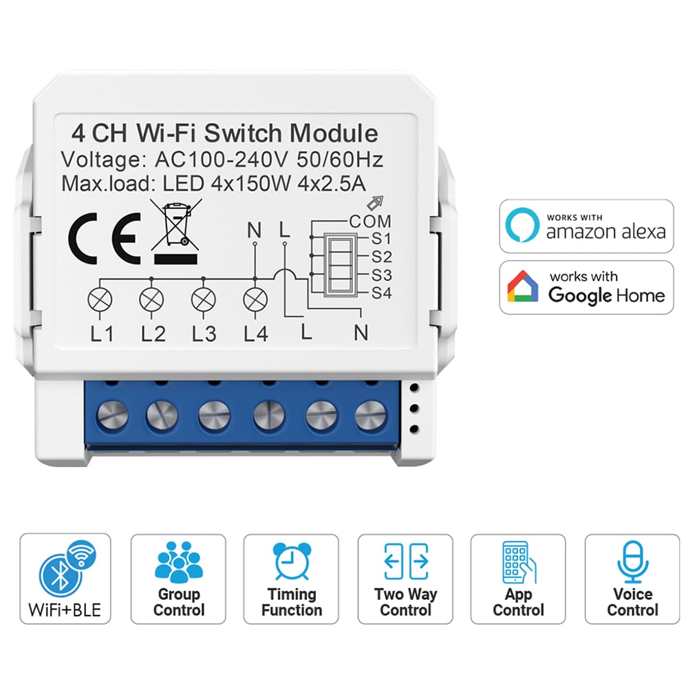 ENER-J 4CH Smart Wi-Fi Light 2CH Switch Module Image 2