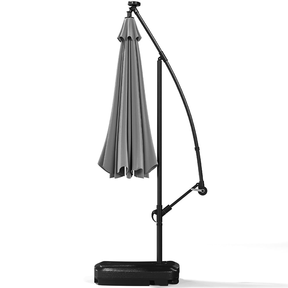 Living and Home Light Grey Crank Lift Solar LED Parasol with Fillable Base 3m Image 5