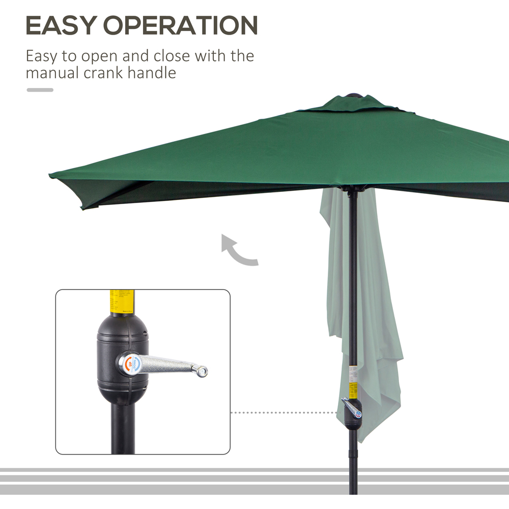 Outsunny Green Crank Handle Half Parasol 2.3m Image 4