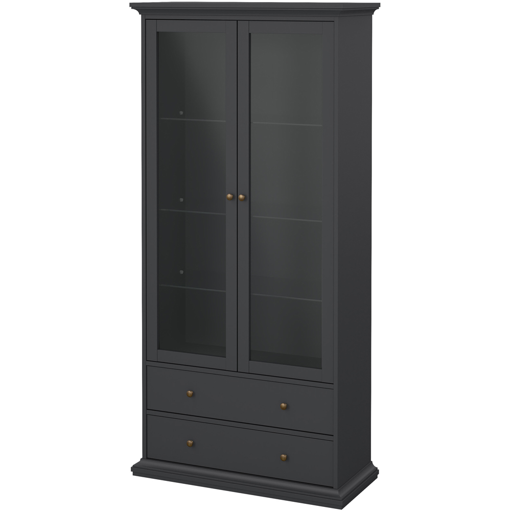 Florence Paris 2 Door 2 Drawer Matt Grey China Cabinet Image 3