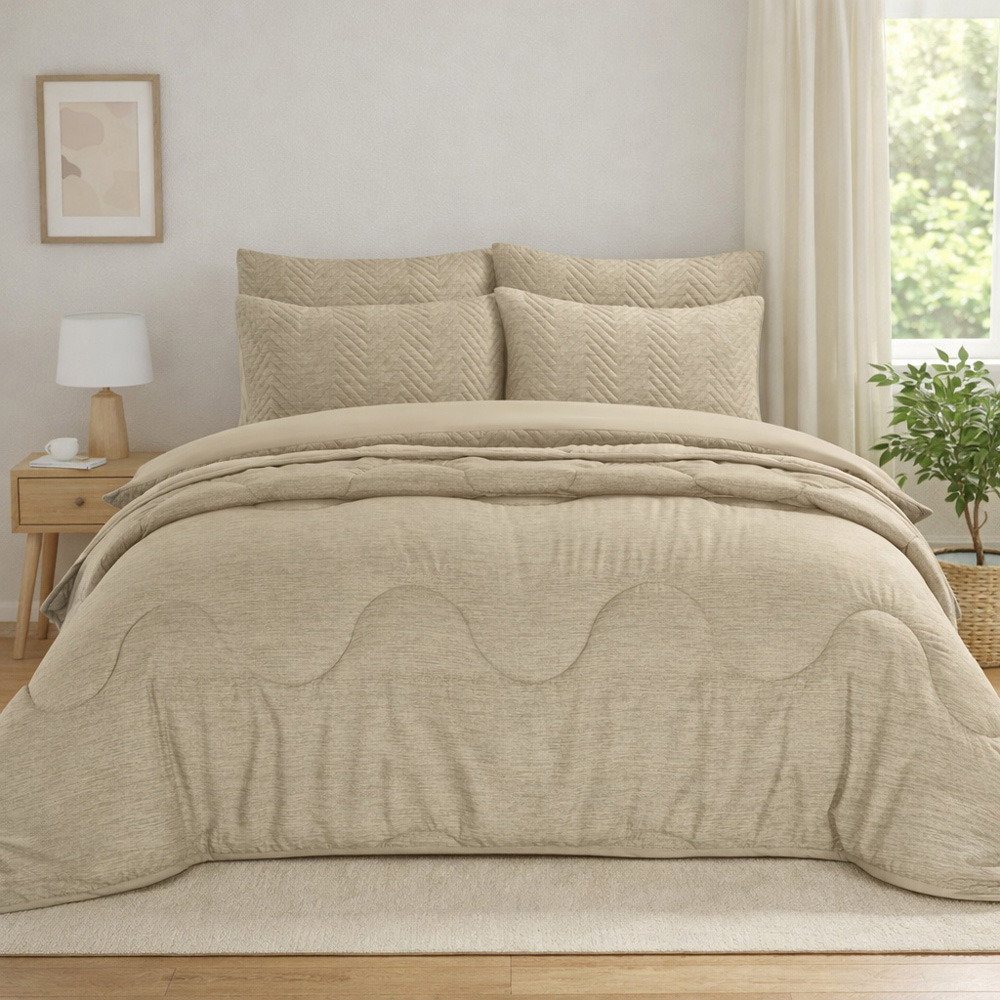 Homerepublic King Size Taupe Reversible Coverless Duvet 10.5 Tog Image 2