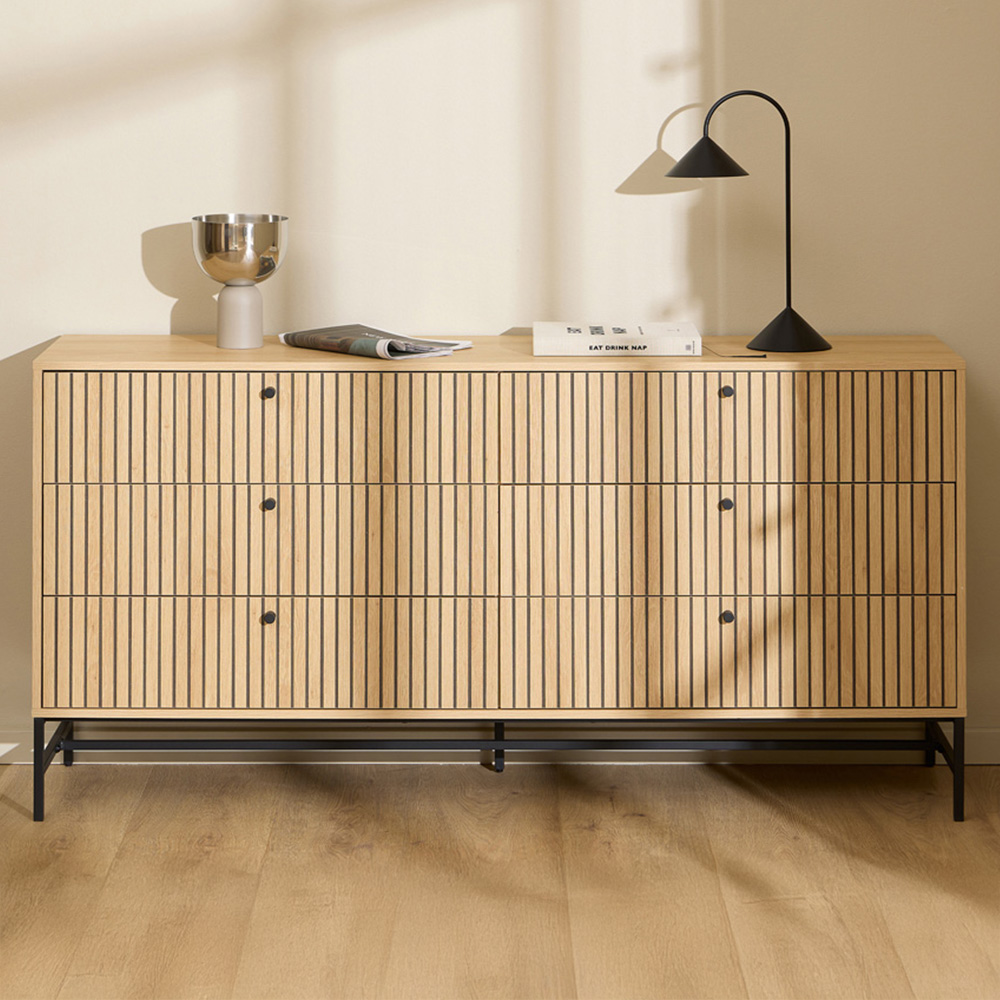 Florence Albany 6 Drawer Oak Wide Chest of Drawers Image 1