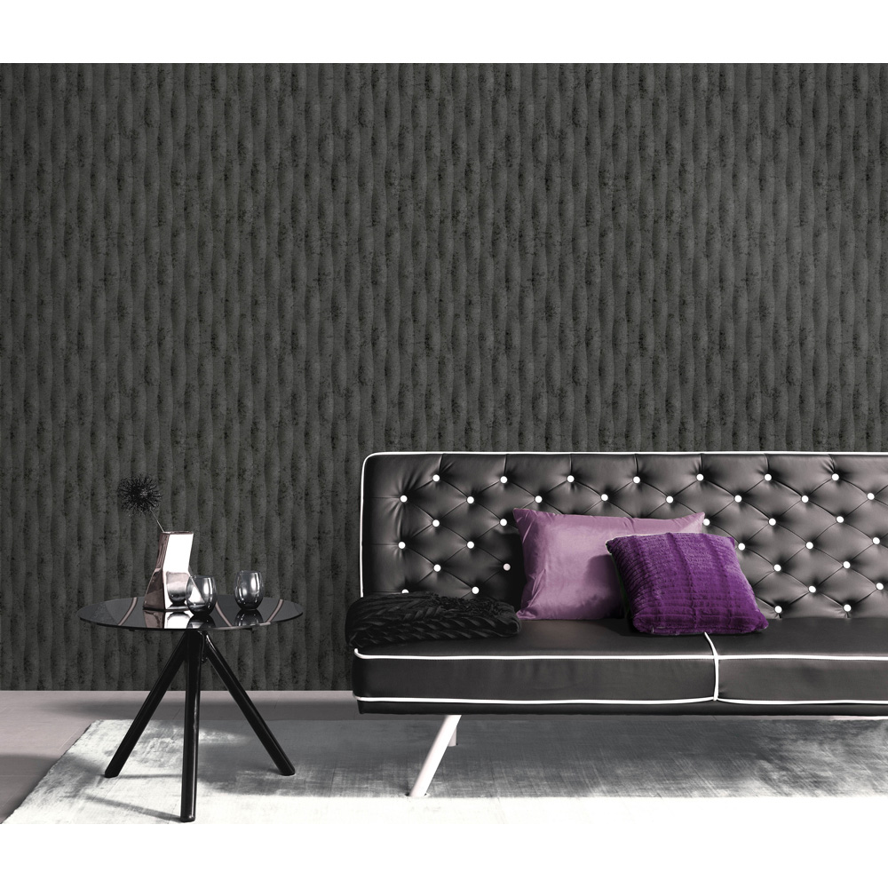 Erismann Concrete Illusion Black Vinyl Wallpaper Image 2