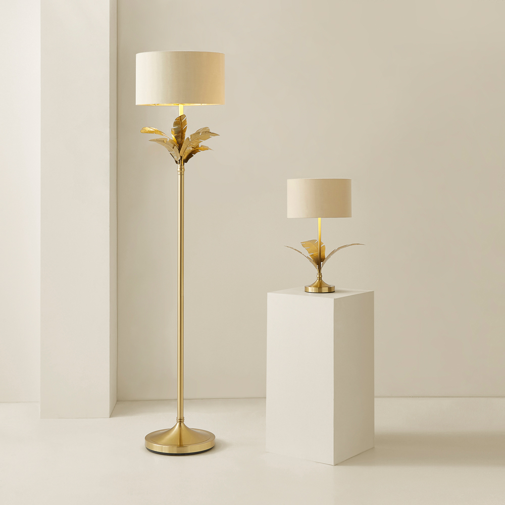 ValueLights Christina Natural and Gold Palm Leaf Table Lamp with Bulb Image 7
