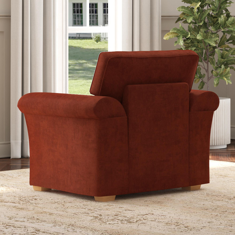 Castleacre Marmalade Plush Velvet Fixed Back Armchair Image 6