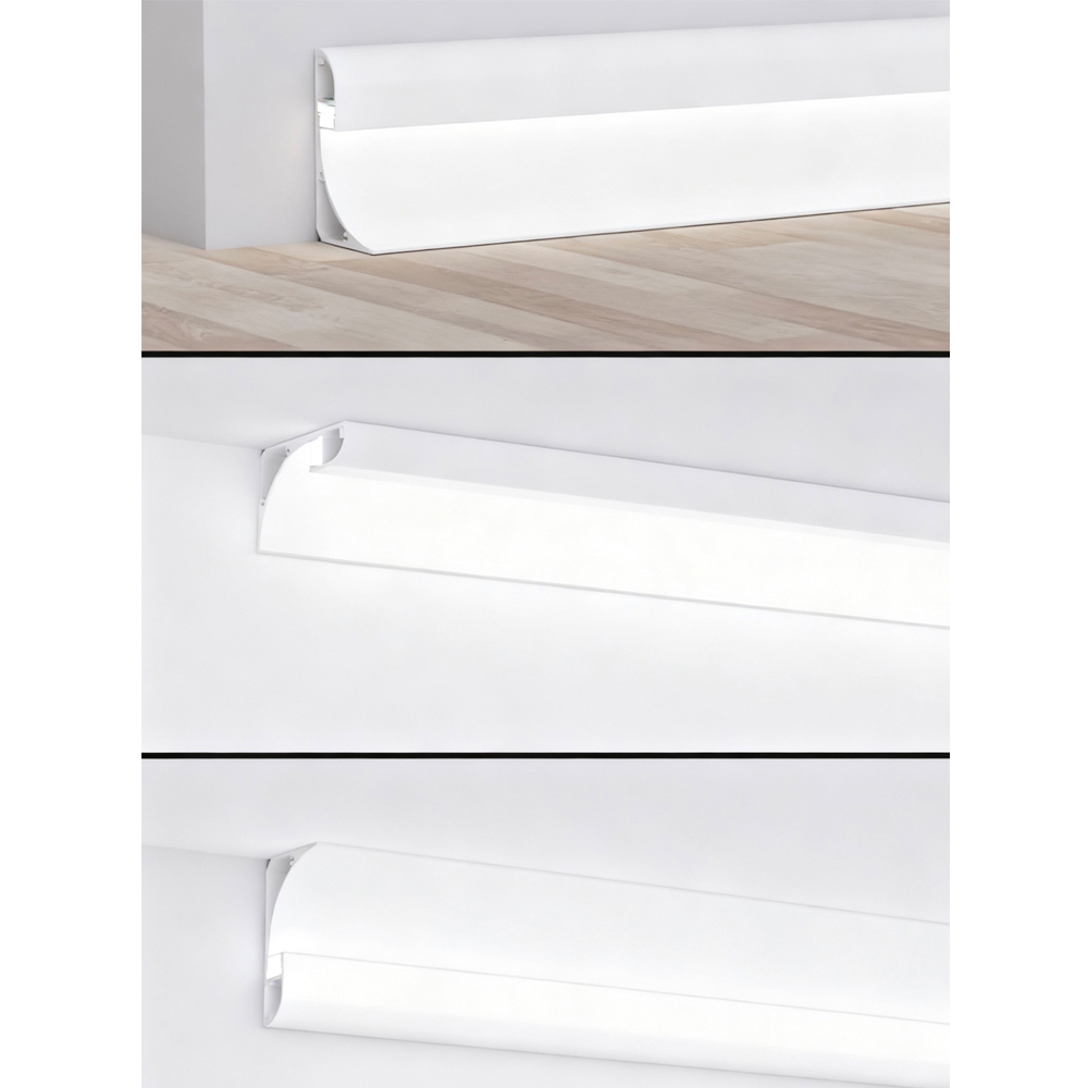 ENER-J 60mm Aluminium Skirting Profile with Curved Vertical Rise 3m Image 3