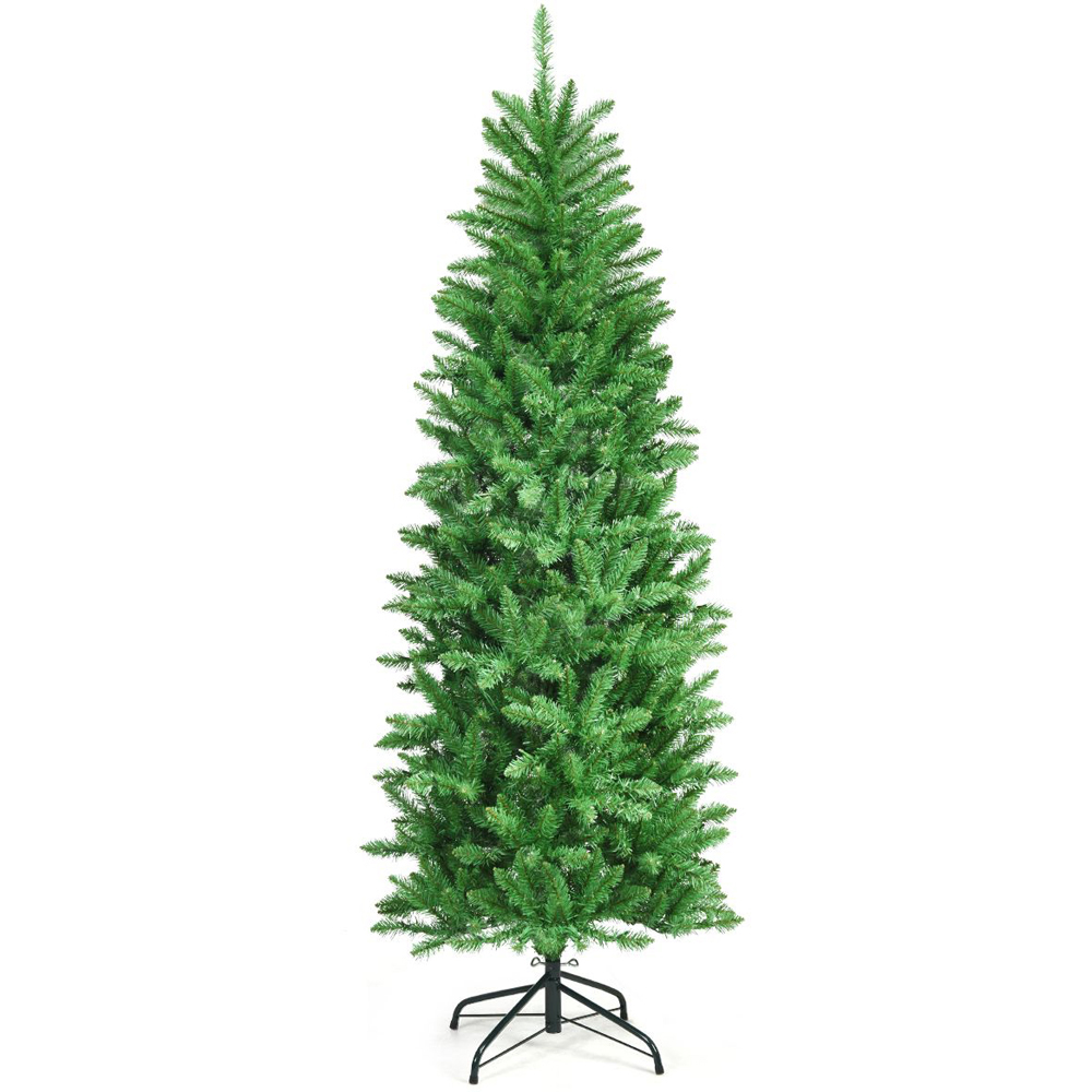 Costway Pre Lit Warm White LED Artificial Pencil Christmas Tree 6ft Image 3